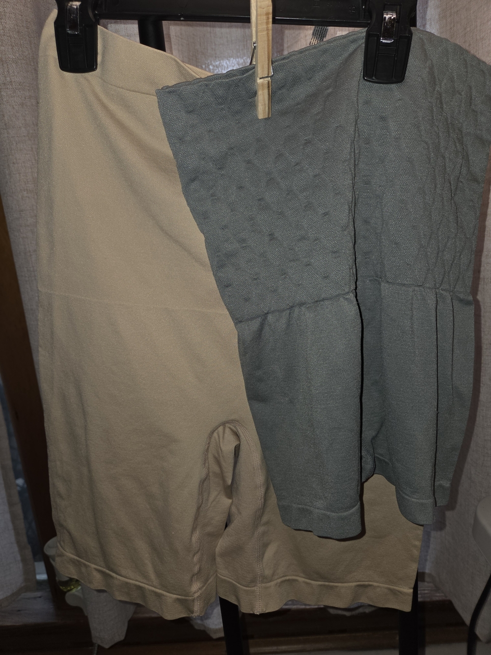 High-Waist Shapewear Shorts in Beige and Gray